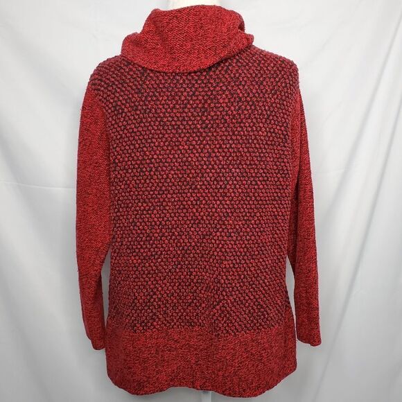 J‎ JILL red textured cowl neck turtleneck long tunic sweater M - Picture 5 of 11